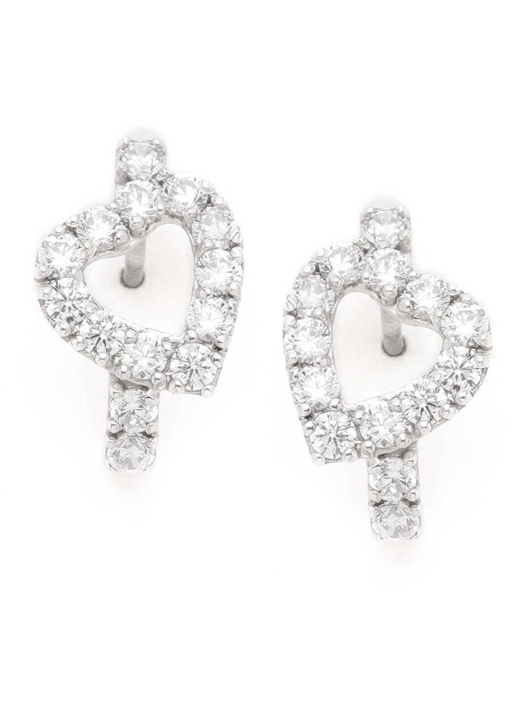 Clara Silver-Toned Rhodium-Plated Zirconia-Studded 92.5 Sterling Silver Heart Shaped Studs
Clara Silver-Toned Rhodium-Plated Zirconia-Studded 92.5 Sterling Silver Heart Shaped Studs
