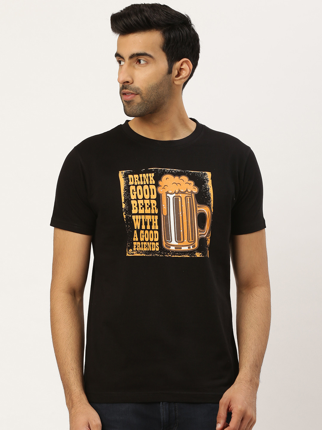 THE CHAMBAL Men White Yellow Graphic Print Round Neck Bio-Wash Pure Cotton T-shirt, Black
THE CHAMBAL Men White Yellow Graphic Print Round Neck Bio-Wash Pure Cotton T-shirt, Black