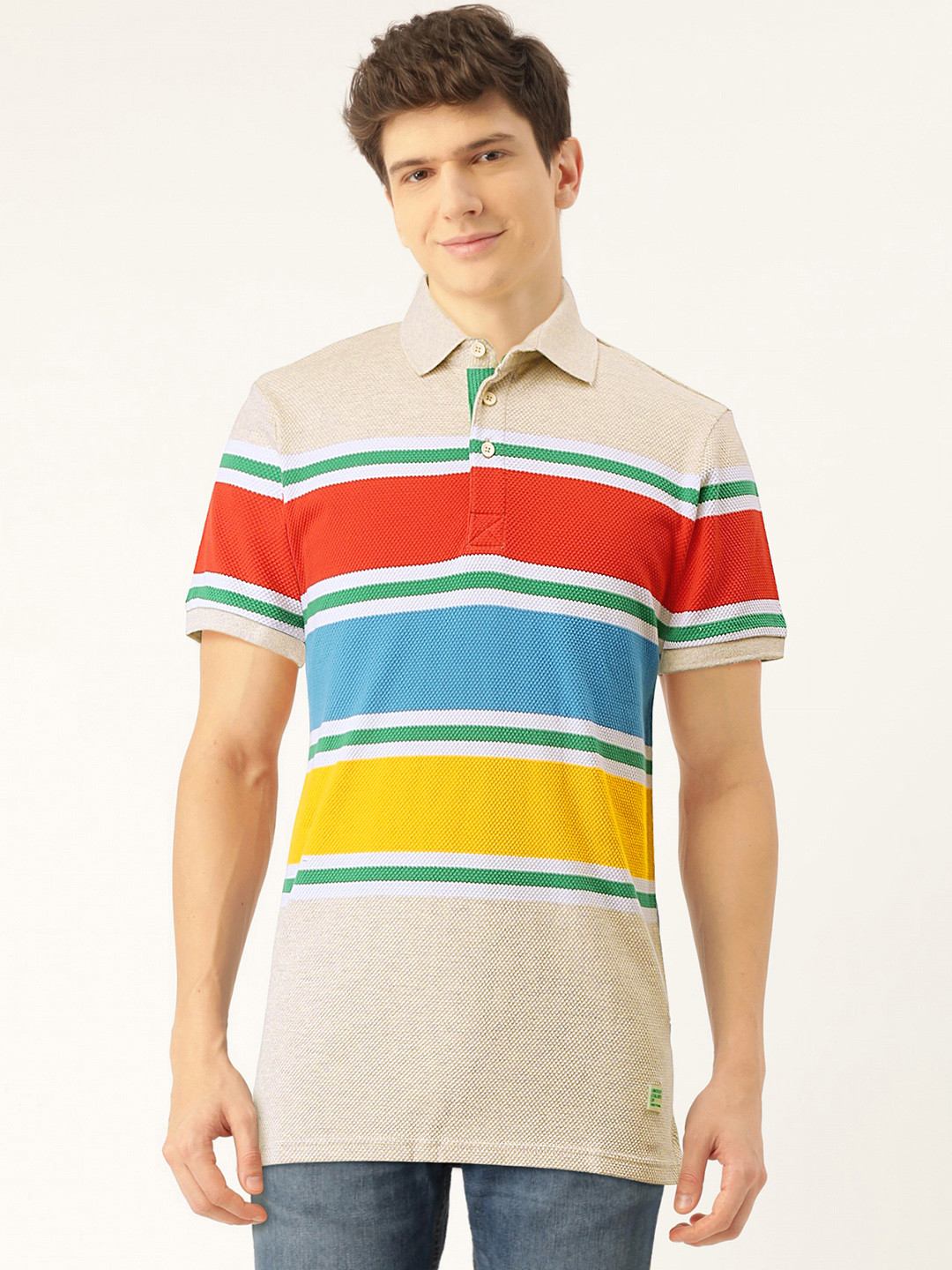 United Colors of Benetton Men Beige Red Striped Polo Collar Pure Cotton T-shirt
United Colors of Benetton Men Beige Red Striped Polo Collar Pure Cotton T-shirt
