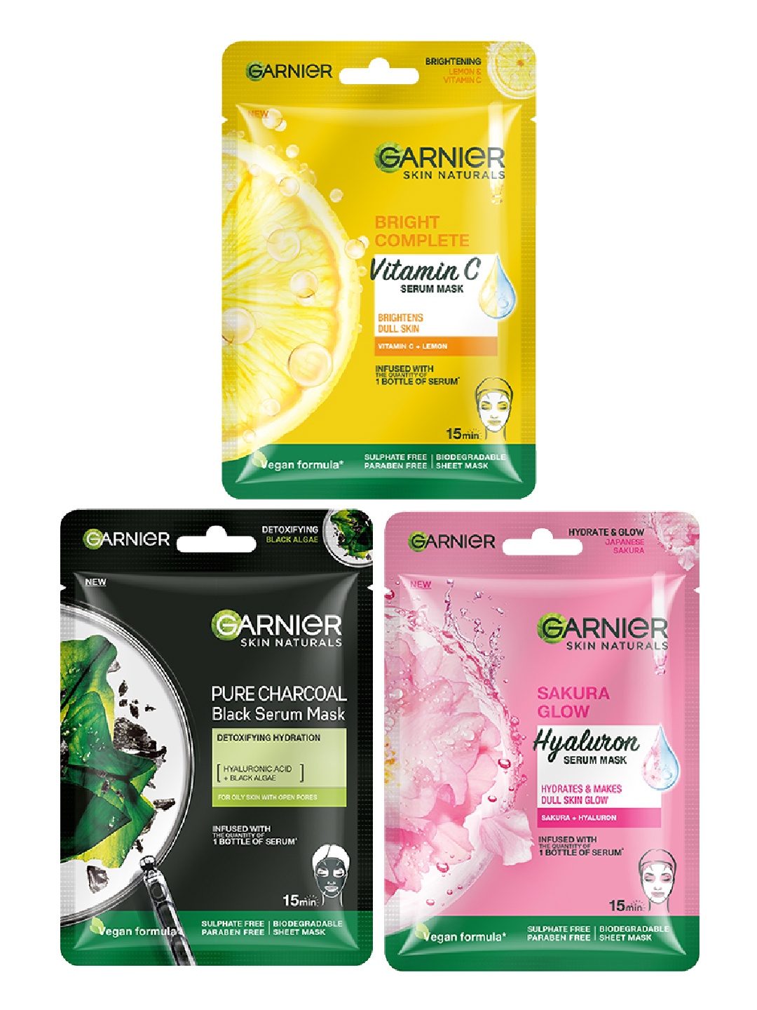 Garnier Skin Naturals Set of 3 Face Serum Sheet Mask - Milky Serum + Charcoal + Sakura, Black
Garnier Skin Naturals Set of 3 Face Serum Sheet Mask - Milky Serum + Charcoal + Sakura, Black