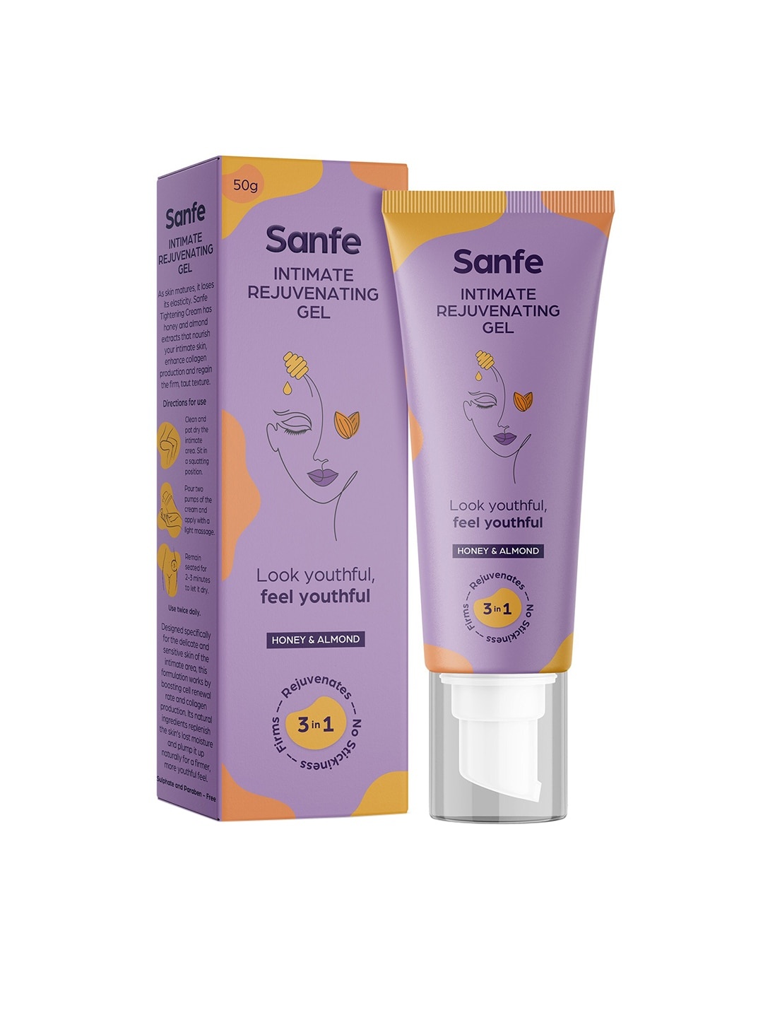 Sanfe Intimate Tightening Rejuvenating Gel - Gotu Kola Extracts - 50 g - Airless Pump Tube, Blue
Sanfe Intimate Tightening Rejuvenating Gel - Gotu Kola Extracts - 50 g - Airless Pump Tube, Blue