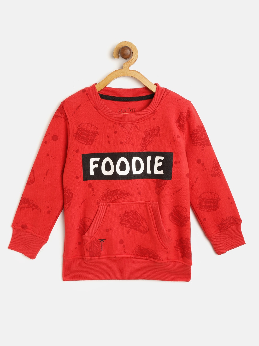 Palm Tree Boys Red & Black Conversational Print Sweatshirt