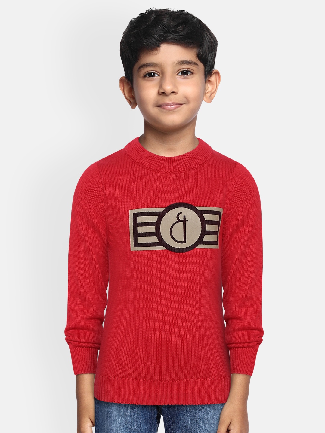 Gini and Jony Boys Red Brand Logo Print Sweater