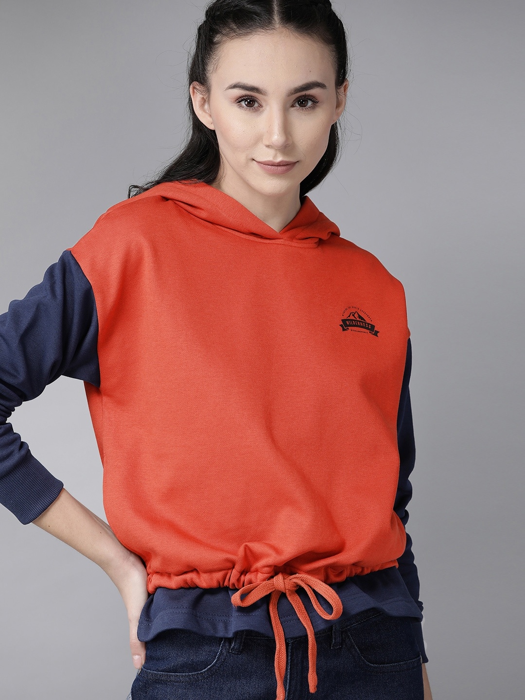 Roadster Orange & Navy Blue Antiviral Protective Finish Colourblocked Hooded Sweatshirt
Roadster Orange & Navy Blue Antiviral Protective Finish Colourblocked Hooded Sweatshirt