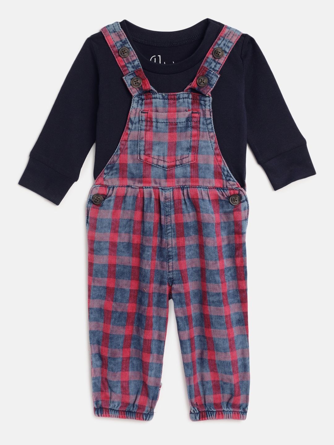 Gini and Jony Infant Girls Red And Navy Blue Checked Dungaree with T-Shirt
Gini and Jony Infant Girls Red And Navy Blue Checked Dungaree with T-Shirt