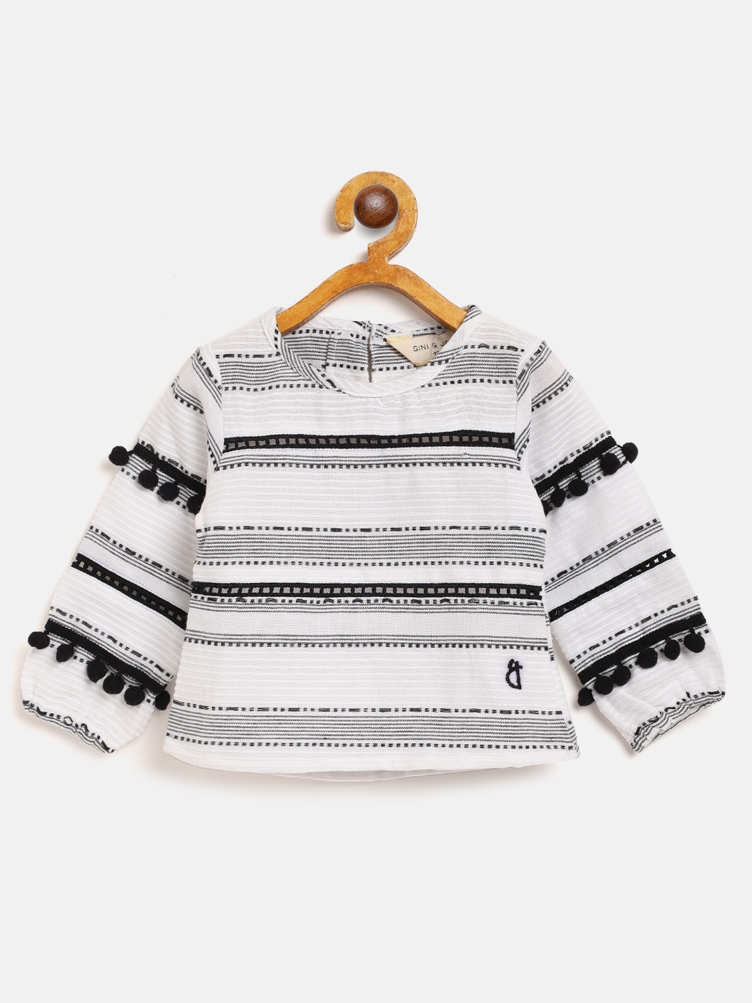 Gini and Jony Infant Girls White & Black Self Design Pure Cotton Top with Pom-Pom Detail
Gini and Jony Infant Girls White & Black Self Design Pure Cotton Top with Pom-Pom Detail