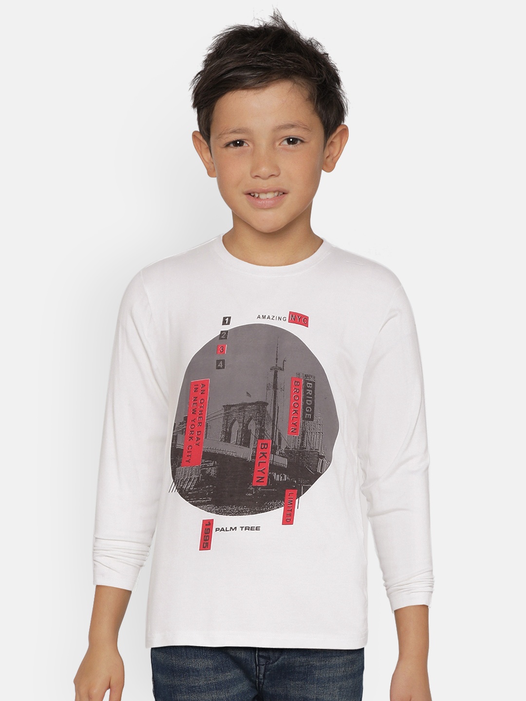 Palm Tree Boys Off-White & Charcoal Grey Brooklyn Bridge Print Round Neck T-shirt
Palm Tree Boys Off-White & Charcoal Grey Brooklyn Bridge Print Round Neck T-shirt