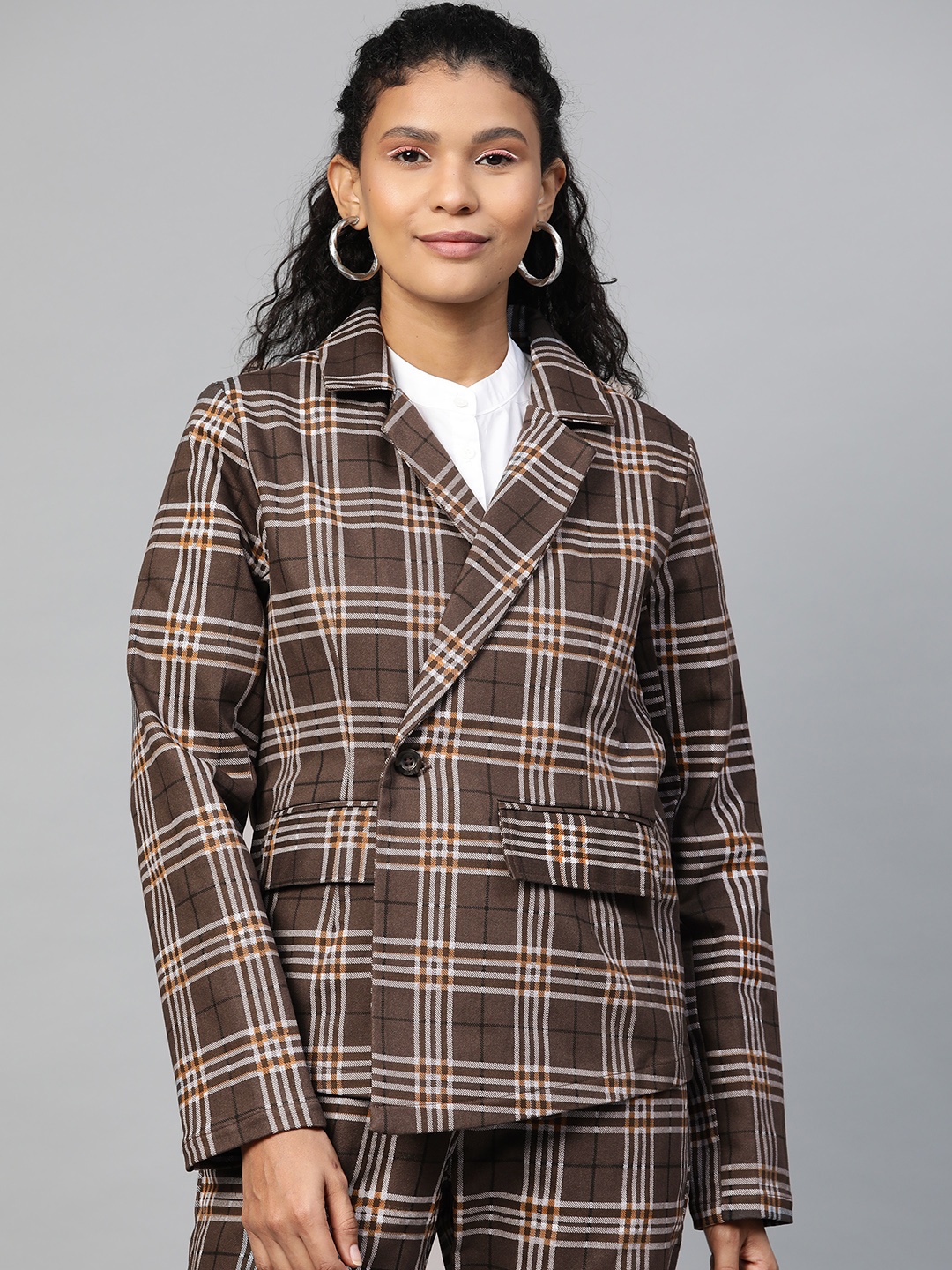 SASSAFRAS Women Brown & White Slim Fit Twill Weave Single-Breasted Smart Casual Pure Cotton Blazer
SASSAFRAS Women Brown & White Slim Fit Twill Weave Single-Breasted Smart Casual Pure Cotton Blazer