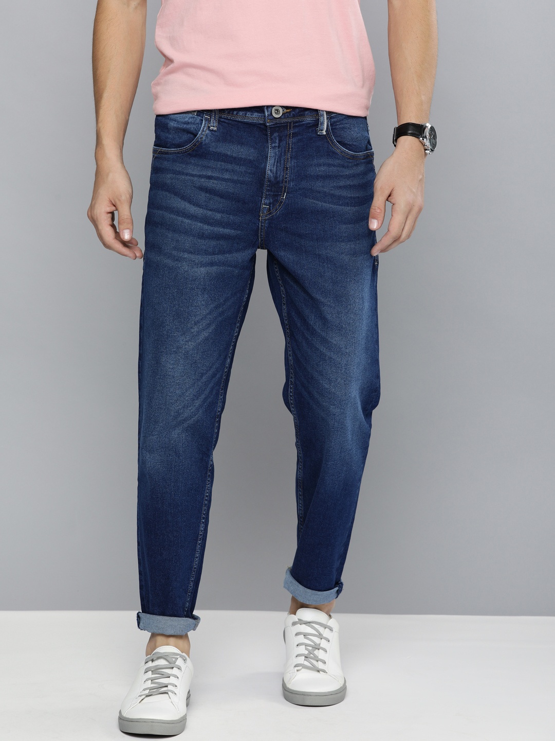 Mast & Harbour Men Navy Blue Carrot Regular Fit Mid-Rise Clean Look Stretchable Jeans
Mast & Harbour Men Navy Blue Carrot Regular Fit Mid-Rise Clean Look Stretchable Jeans