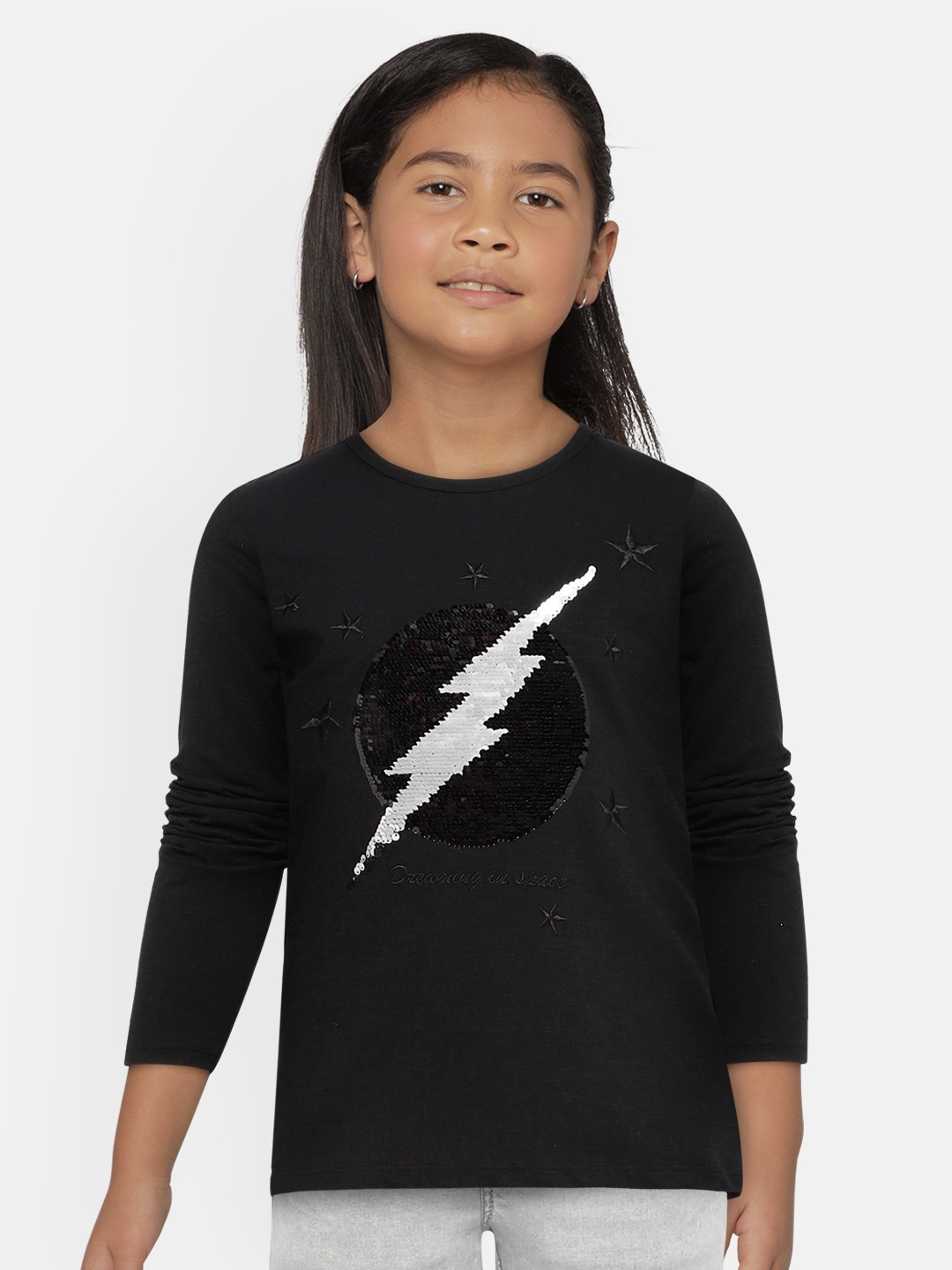 Pepe Jeans Girls Black Sequinned TRIXIE IP Round Neck Cotton Pure Cotton T-shirt
Pepe Jeans Girls Black Sequinned TRIXIE IP Round Neck Cotton Pure Cotton T-shirt