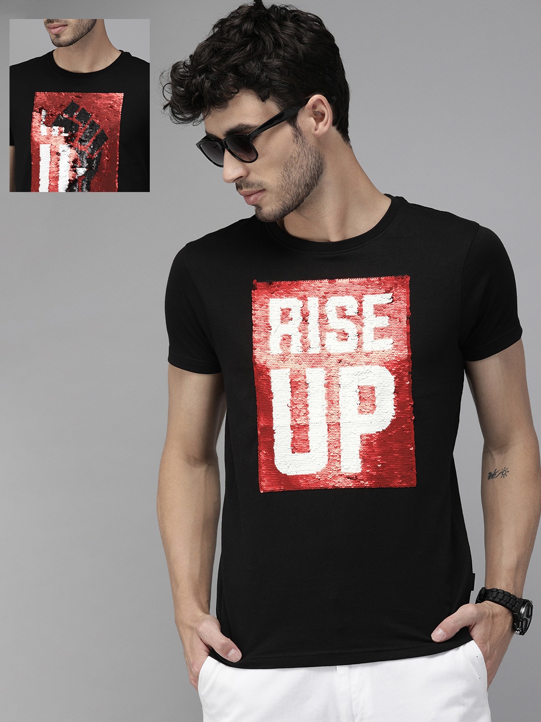 Pepe Jeans Men Black Printed Flip Sequinned BRADMAN SS IP Round Neck Pure Cotton T-shirt
Pepe Jeans Men Black Printed Flip Sequinned BRADMAN SS IP Round Neck Pure Cotton T-shirt