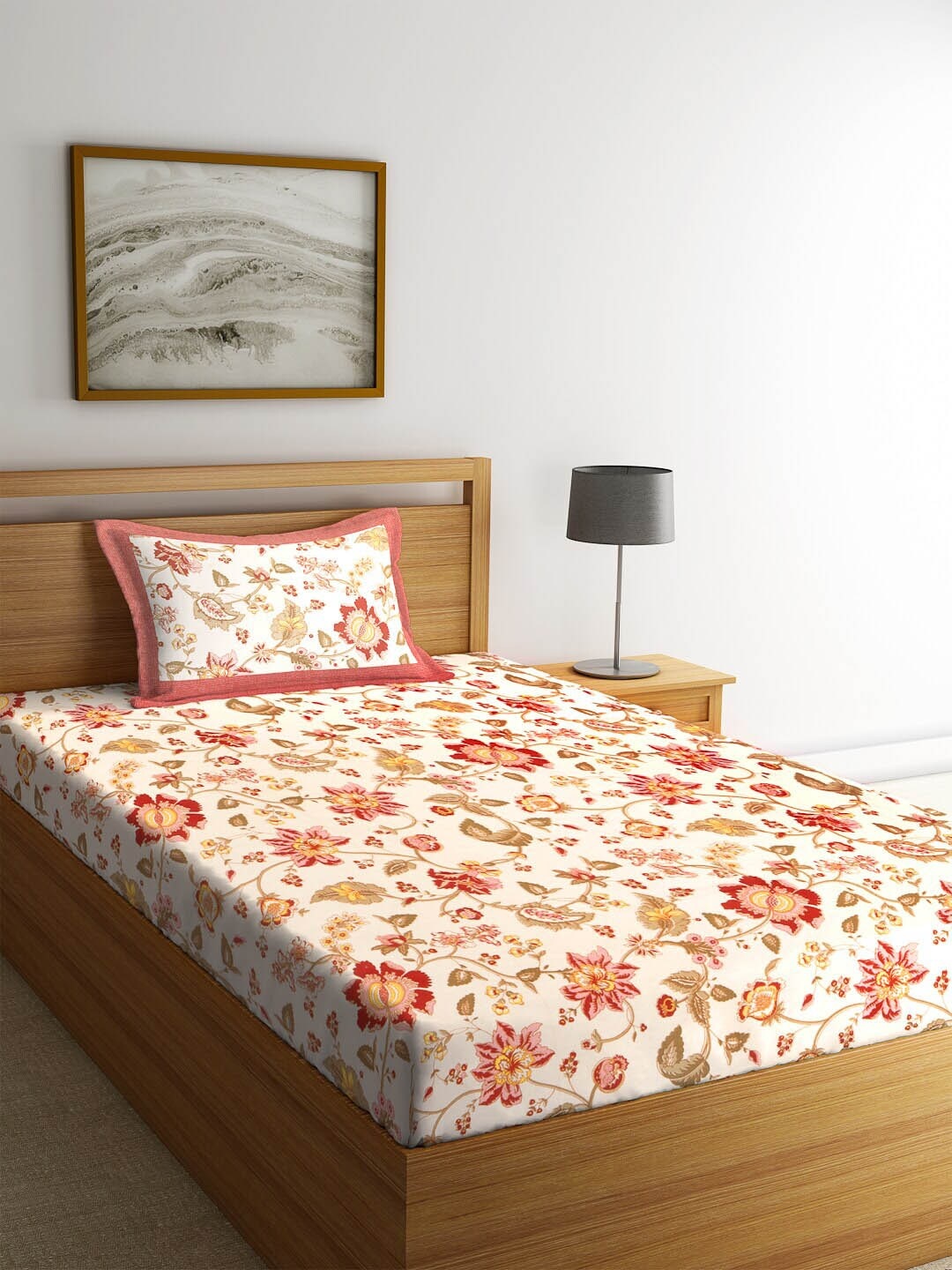 Rajasthan Decor Beige & Red Ethnic Motifs 144 TC Cotton 1 Single Bedsheet with 1 Pillow Covers
Rajasthan Decor Beige & Red Ethnic Motifs 144 TC Cotton 1 Single Bedsheet with 1 Pillow Covers