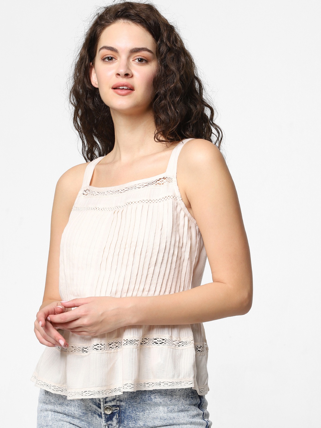 ONLY Women Pink Solid A-Line Top