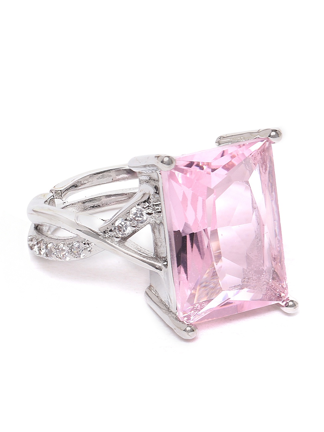 Jewels Galaxy Women Pink Silver-Plated Stone-Studded Handcrafted Adjustable Finger Ring
Jewels Galaxy Women Pink Silver-Plated Stone-Studded Handcrafted Adjustable Finger Ring