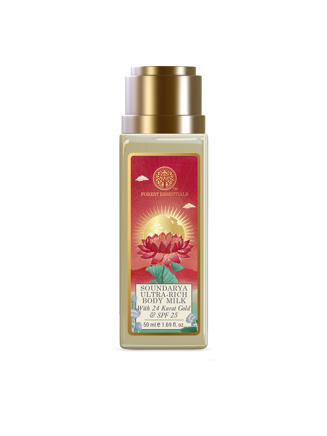 Forest Essentials Soundarya Ultra Rich Body Milk With 24K Gold & SPF25 Body Lotion - 50ml, White
Forest Essentials Soundarya Ultra Rich Body Milk With 24K Gold & SPF25 Body Lotion - 50ml, White