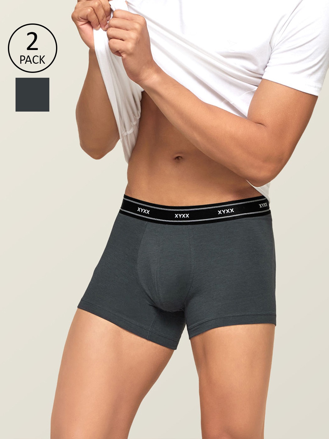 XYXX Men IntelliFresh Antibacterial Bamboo Cotton Pack of 2 Apollo Sustainable Trunks PCKN321, Grey
XYXX Men IntelliFresh Antibacterial Bamboo Cotton Pack of 2 Apollo Sustainable Trunks PCKN321, Grey
