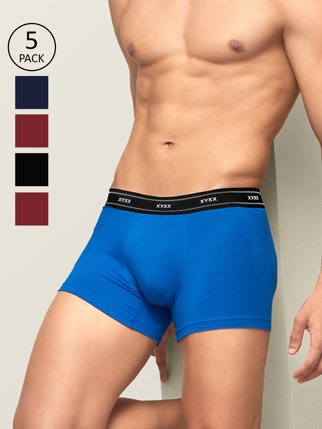 XYXX Men IntelliFresh Antibacterial Bamboo Cotton Pack of 5 Apollo Sustainable Trunks PCKN167, Multi
XYXX Men IntelliFresh Antibacterial Bamboo Cotton Pack of 5 Apollo Sustainable Trunks PCKN167, Multi