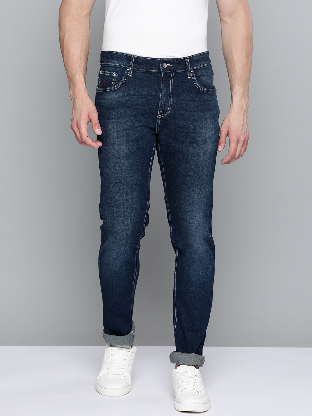 Indian Terrain Men Navy Blue Slim Fit Light Fade Stretchable Jeans