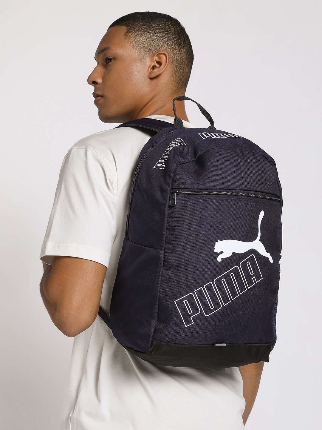 Puma Unisex Navy Blue Brand Logo Phase Backpack