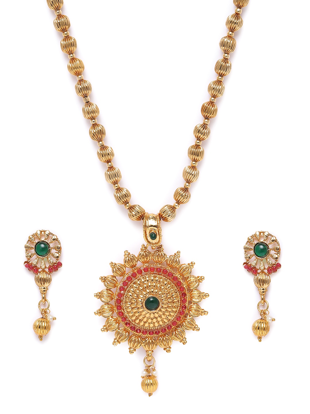 Peora Women Gold-Plated Stone Studded Jewellery Set