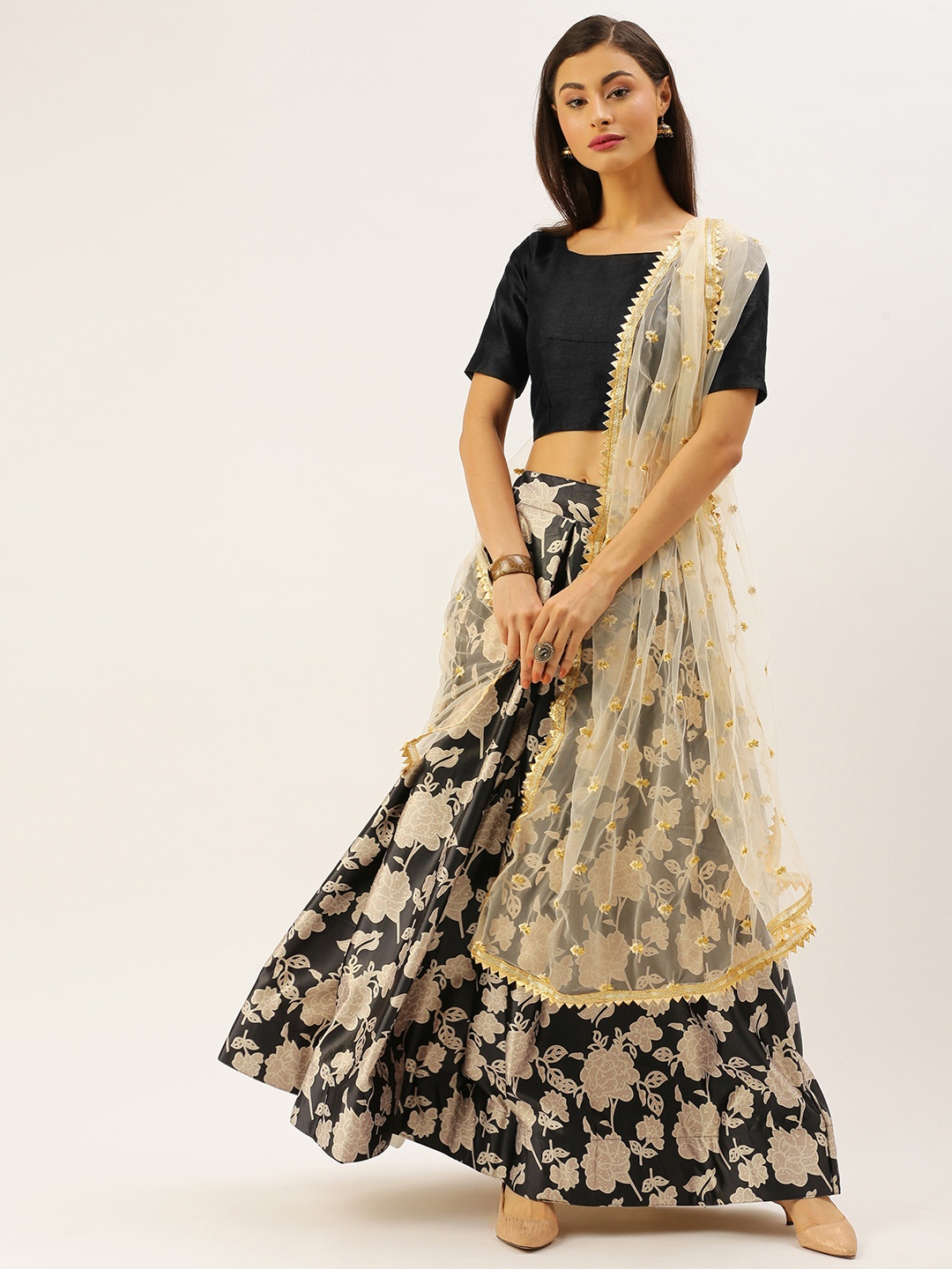 LOOKNBOOK ART Black & Grey Printed Semi-Stitched Lehenga & Unstitched Blouse with Dupatta
LOOKNBOOK ART Black & Grey Printed Semi-Stitched Lehenga & Unstitched Blouse with Dupatta