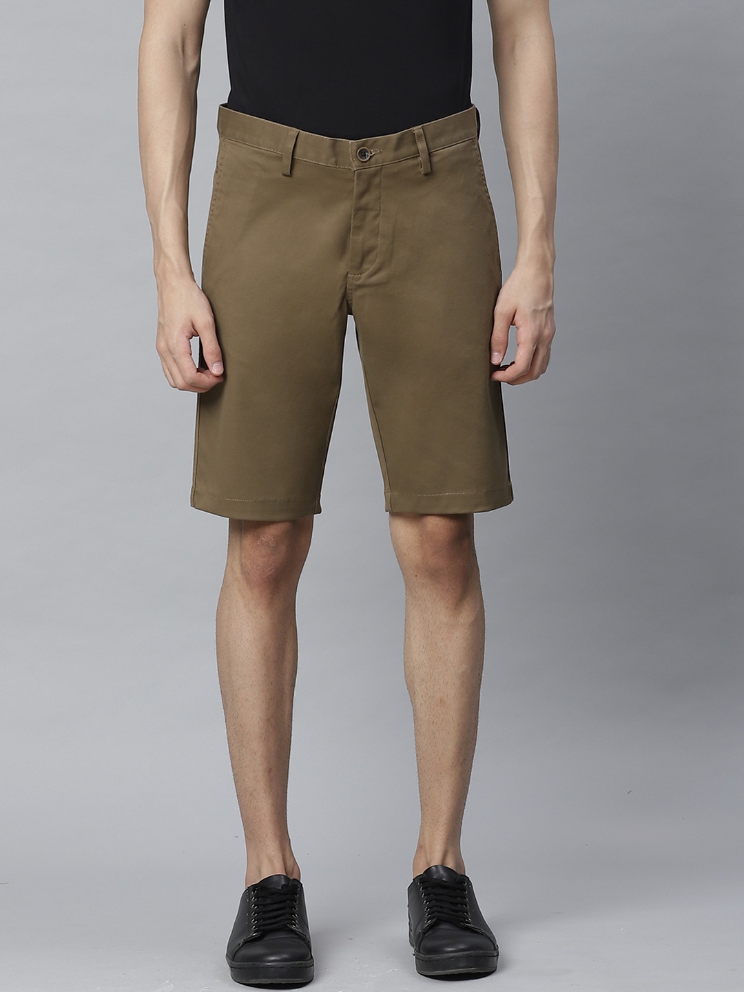 Allen Solly Sport Men Olive Brown Solid Smart Fit Chino Shorts