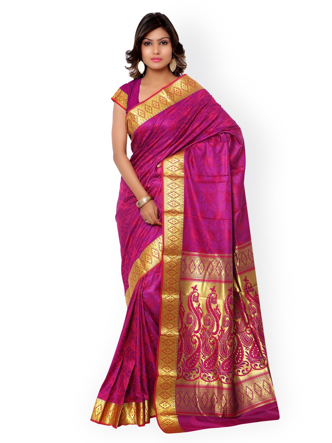 Varkala Silk Sarees Pink Kanjeevaram Silk & Jacquard Traditional Saree