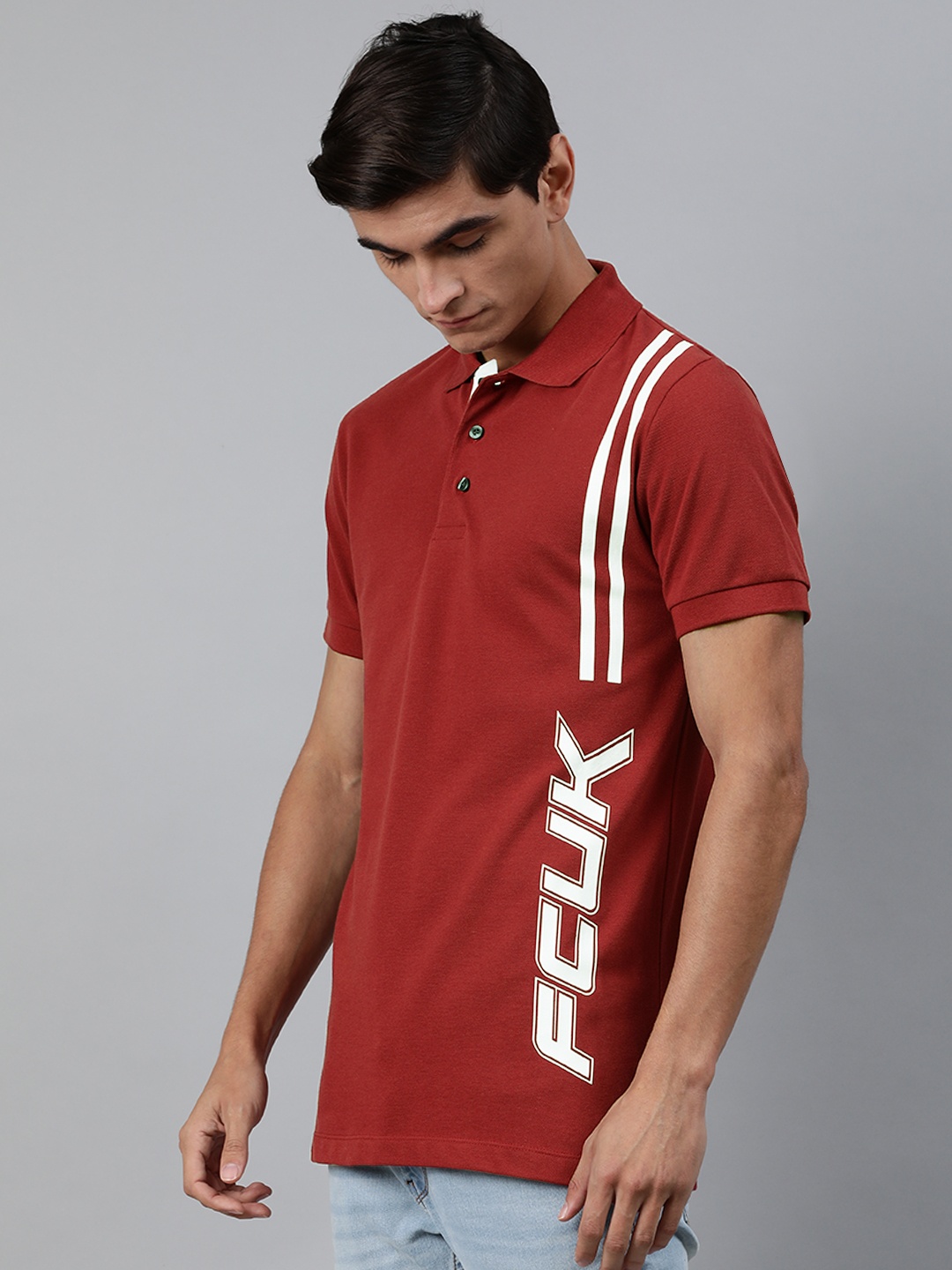 French Connection Men Maroon Slim Fit Placement Printed Polo Collar Pure Cotton T-shirt
French Connection Men Maroon Slim Fit Placement Printed Polo Collar Pure Cotton T-shirt