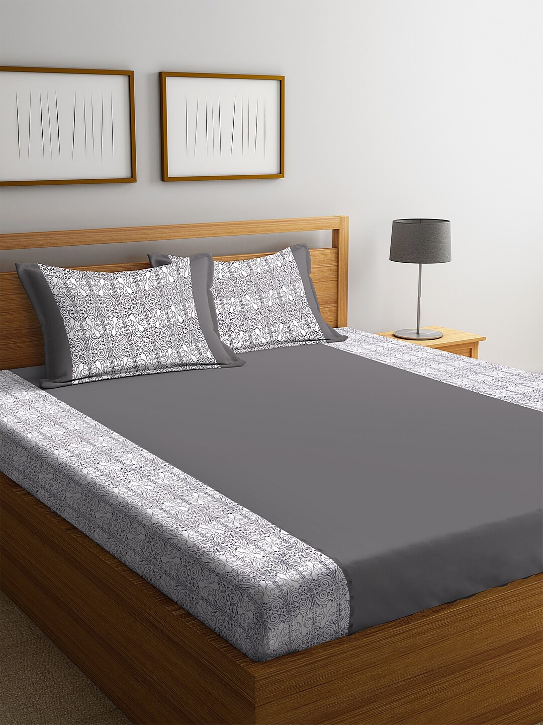 DECOREALM Charcoal Grey Floral 300 TC Poly Satin 1 King Bedsheet with 2 Pillow Covers
DECOREALM Charcoal Grey Floral 300 TC Poly Satin 1 King Bedsheet with 2 Pillow Covers