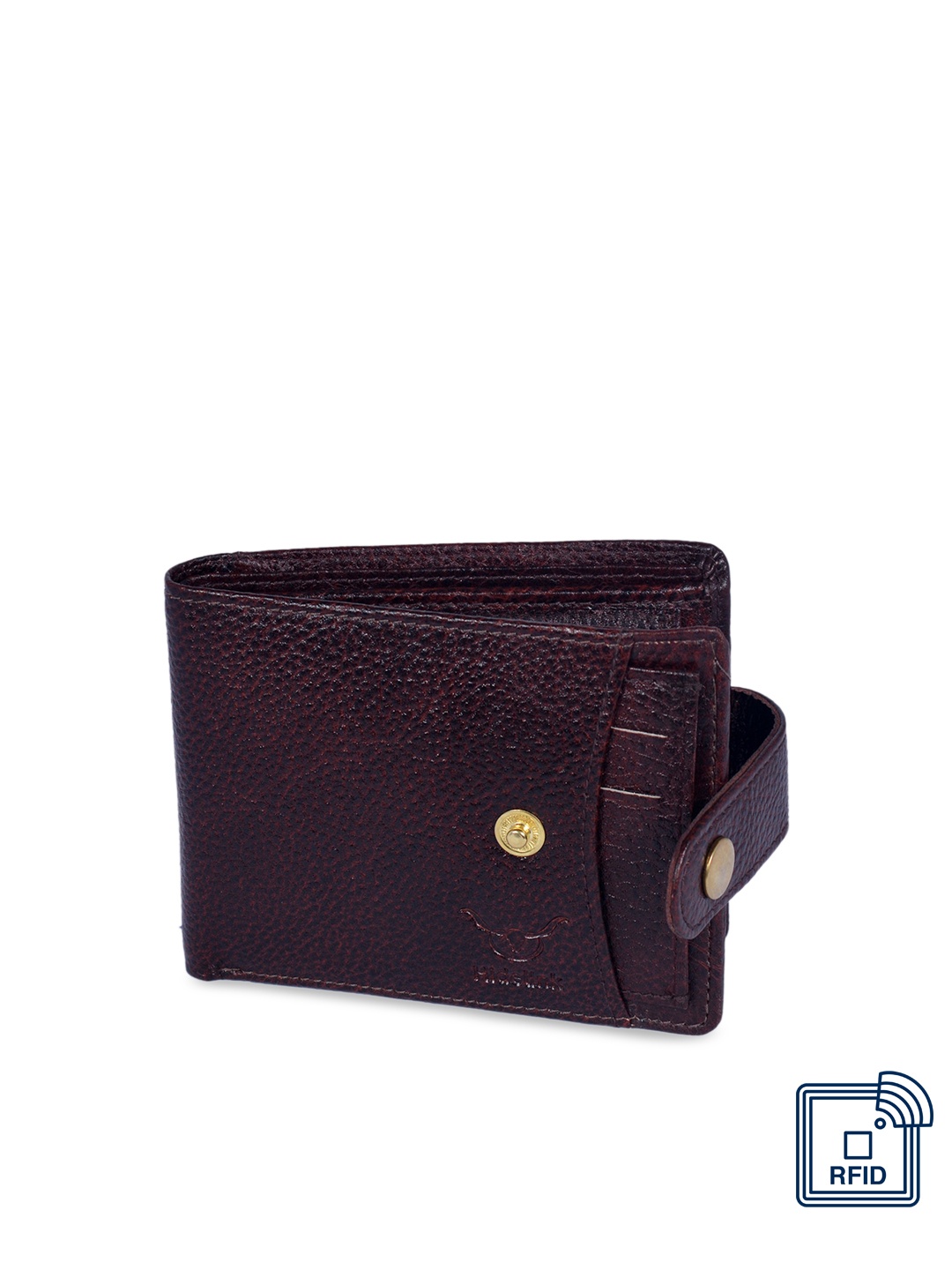 Hidelink Men Brown Solid Two Fold Wallet