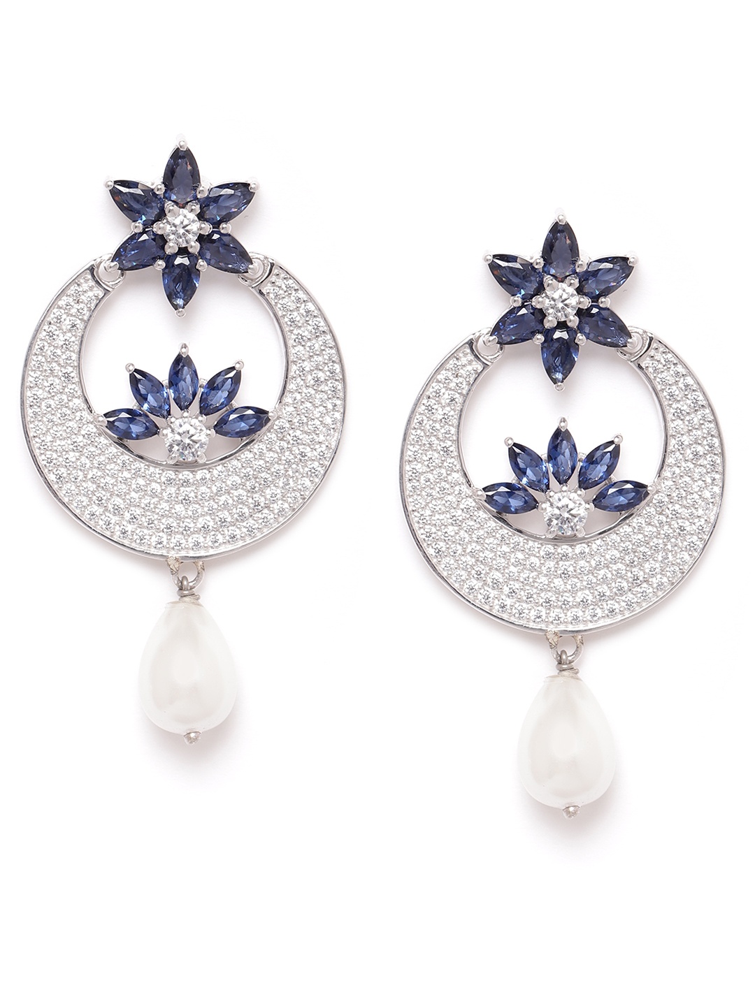 Silgo Navy Blue & Silver-Toned 925 Sterling Silver CZ-Studded Rhodium-Plated Drop Earrings
Silgo Navy Blue & Silver-Toned 925 Sterling Silver CZ-Studded Rhodium-Plated Drop Earrings