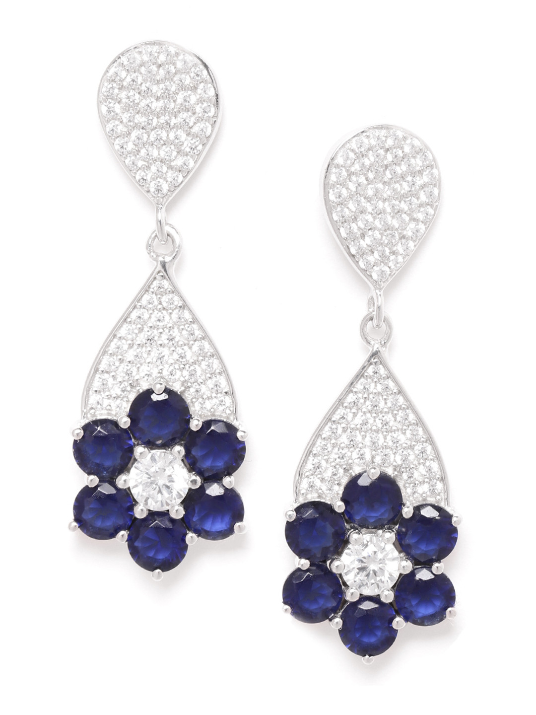 Silgo 925 Sterling Silver Navy Rhodium-Plated CZ Studded Teardrop & Floral Drop Earrings, Navy blue
Silgo 925 Sterling Silver Navy Rhodium-Plated CZ Studded Teardrop & Floral Drop Earrings, Navy blue