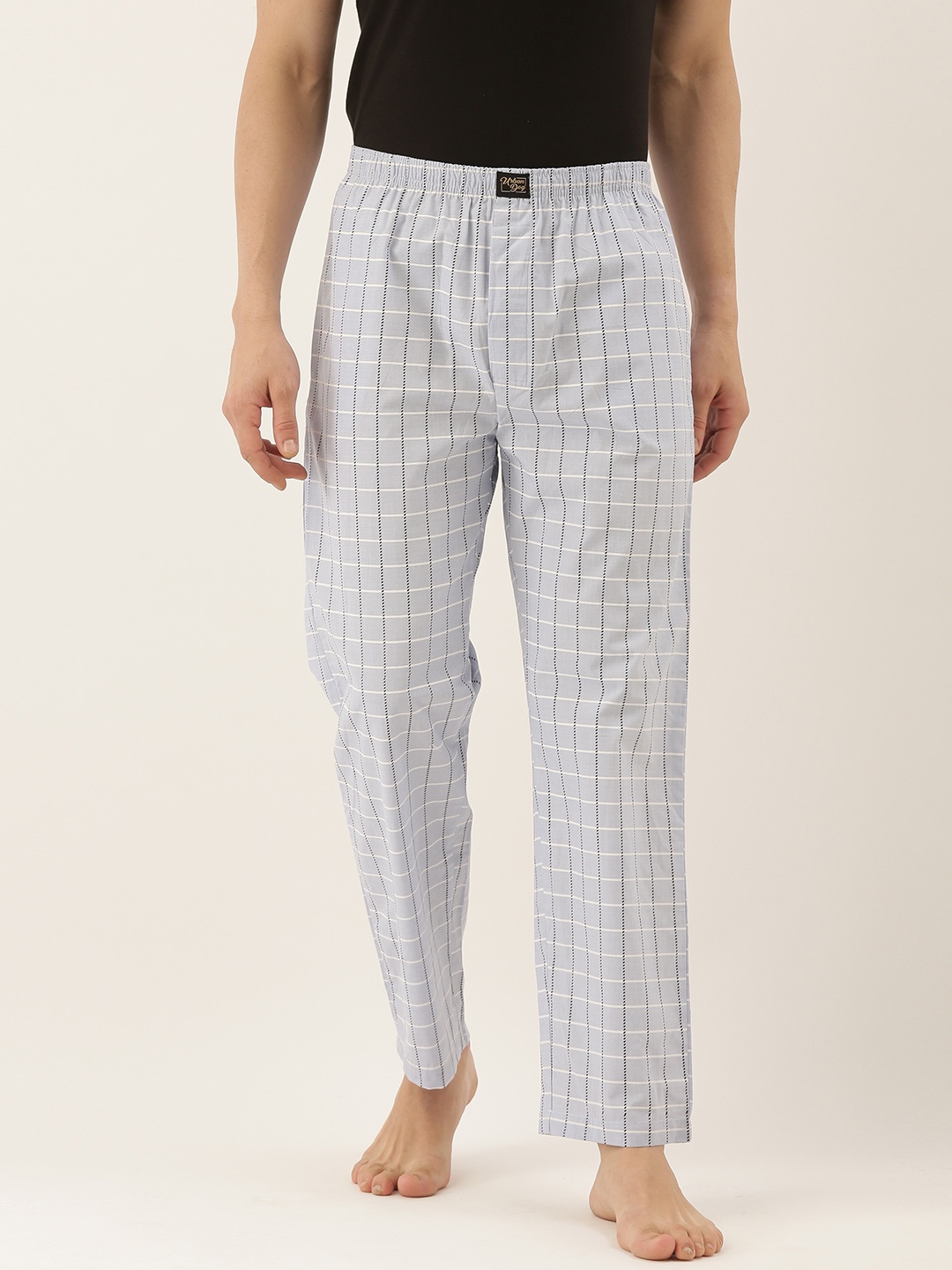 Urban Dog Men Blue & Black Checked Lounge Pants