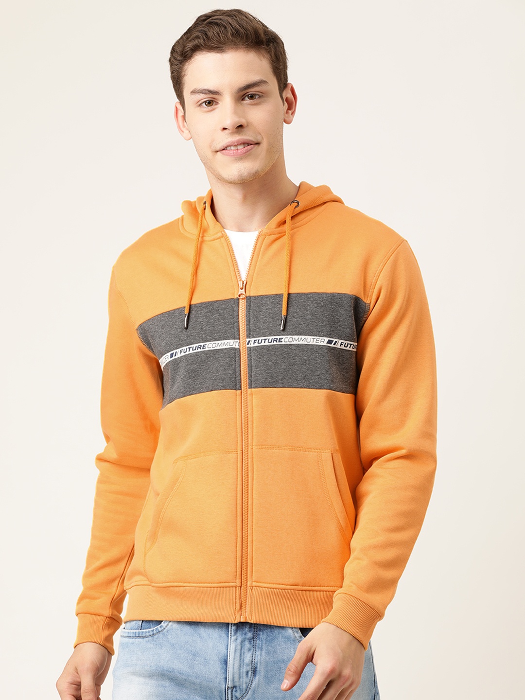 Flying Machine Men Mustard Yellow & Grey Melange Striped Hooded Front-Open Sweatshirt
Flying Machine Men Mustard Yellow & Grey Melange Striped Hooded Front-Open Sweatshirt