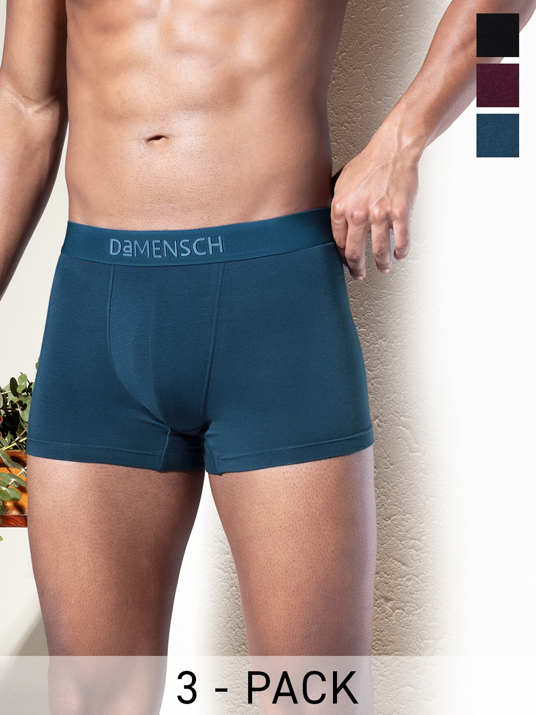 DaMENSCH Pack of 3 DEO-SOFT Solid Premium Egyptian Cotton-Modal Blend Trunk, Assorted
DaMENSCH Pack of 3 DEO-SOFT Solid Premium Egyptian Cotton-Modal Blend Trunk, Assorted