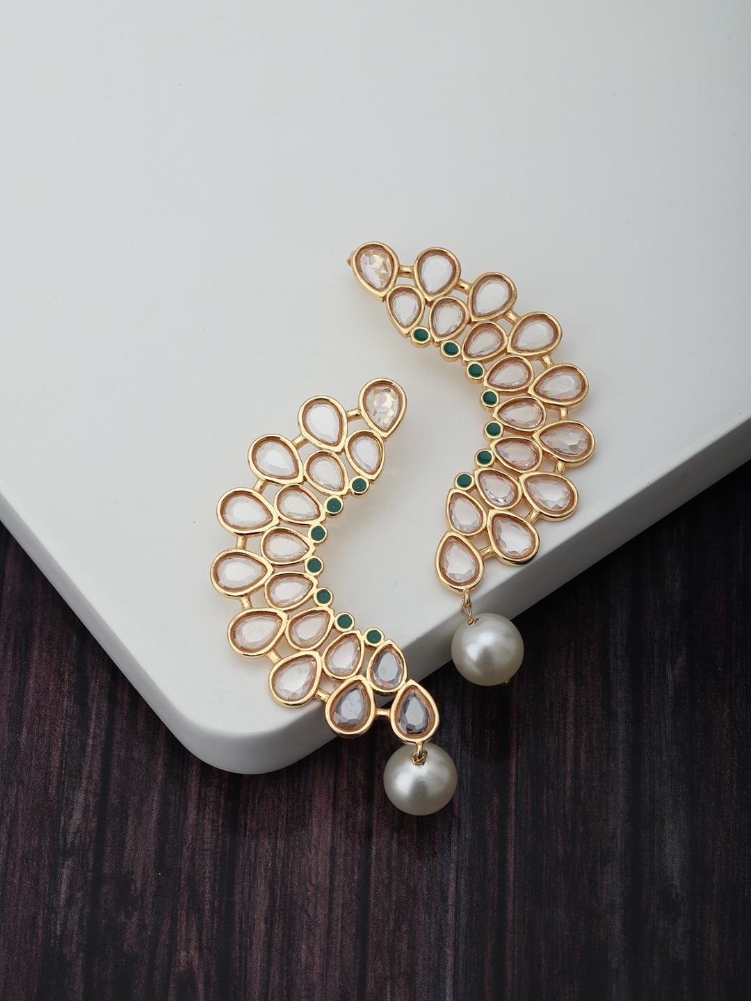 Carlton London Off-White Gold-Plated Stone-Studded & Beaded Contemporary Drop Earrings
Carlton London Off-White Gold-Plated Stone-Studded & Beaded Contemporary Drop Earrings