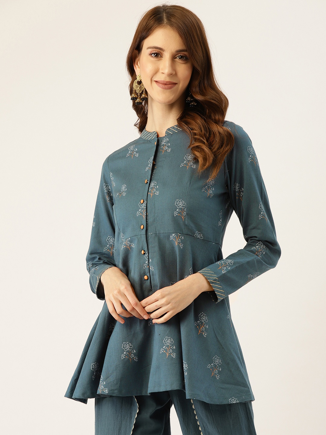 Aayna Women Teal Green & Off-White Floral Pure Cotton Printed Pure Cotton A-Line Kurti
Aayna Women Teal Green & Off-White Floral Pure Cotton Printed Pure Cotton A-Line Kurti