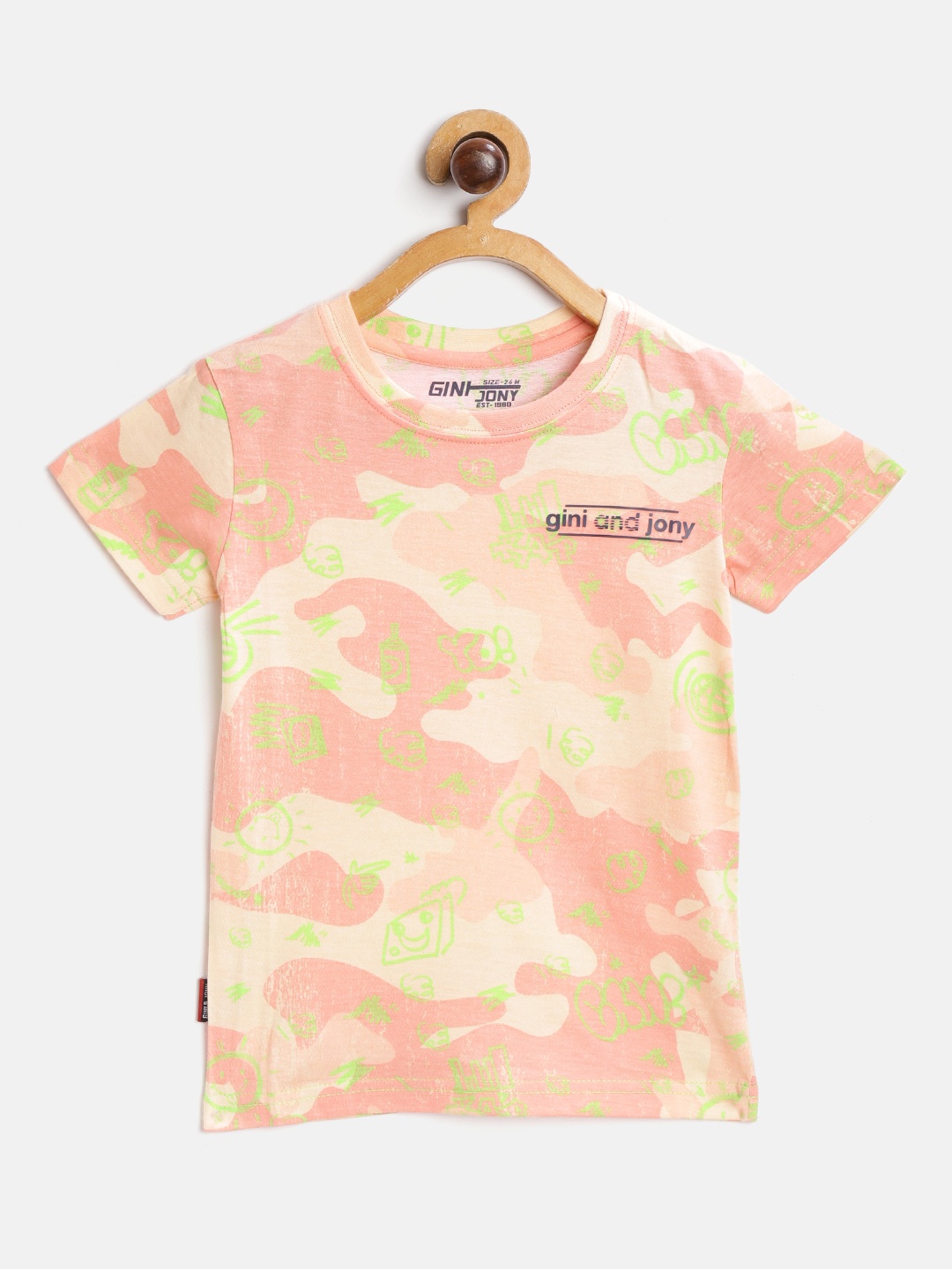 Gini and Jony Infant Boys Peach-Coloured Green Printed Round Neck Pure Cotton T-shirt
Gini and Jony Infant Boys Peach-Coloured Green Printed Round Neck Pure Cotton T-shirt