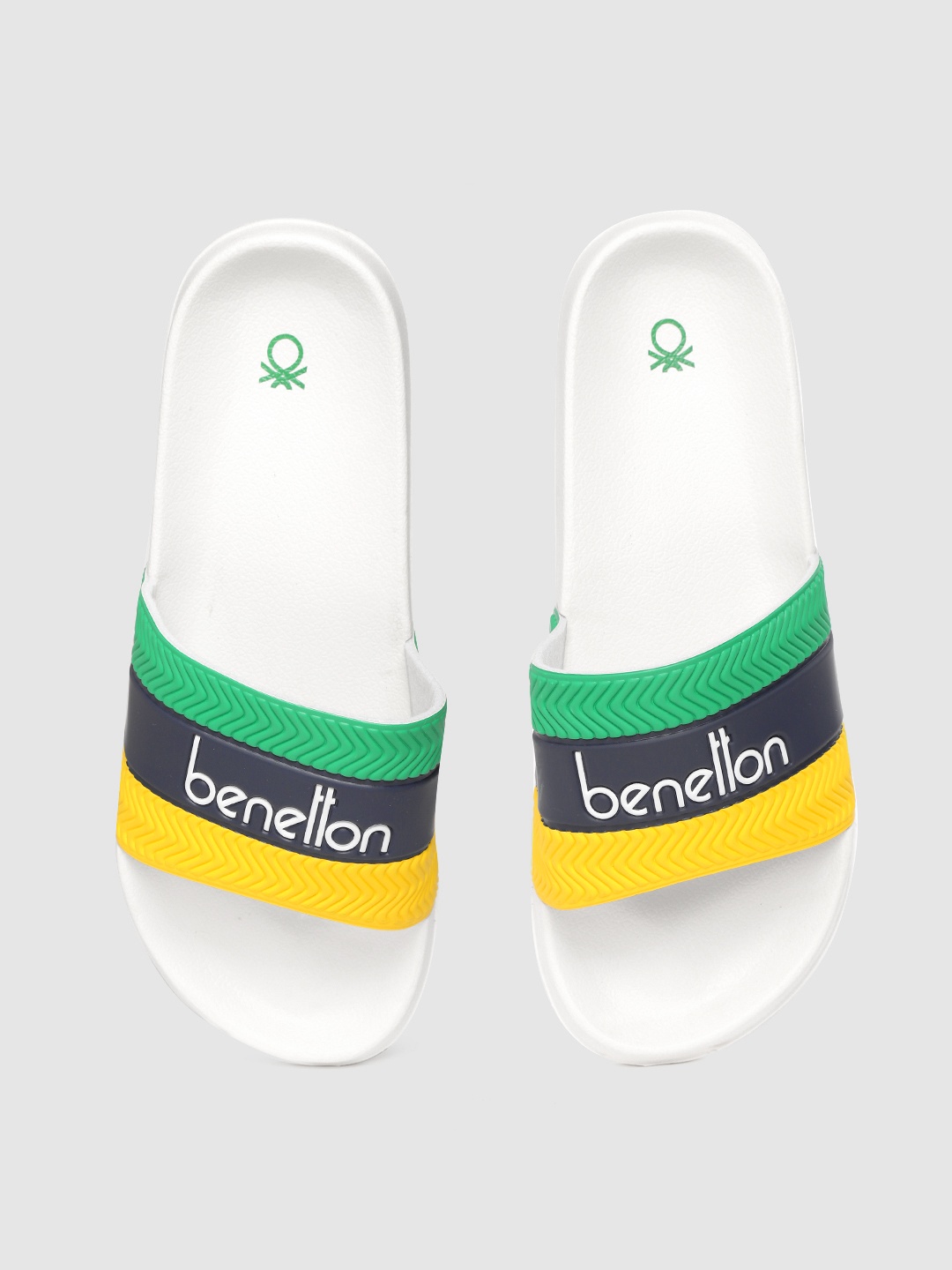 United Colors of Benetton Men Yellow & Navy Blue Striped Sliders with Brand Logo Print
United Colors of Benetton Men Yellow & Navy Blue Striped Sliders with Brand Logo Print