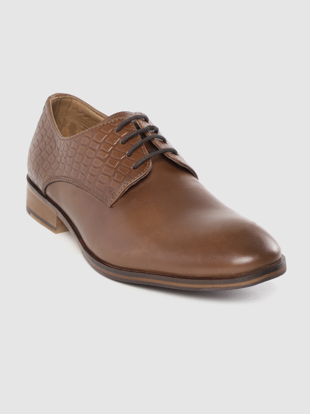 CLOG LONDON Men Brow Solid Semi-Formal Leather Derbys with Croc Textured Detail, Brown
CLOG LONDON Men Brow Solid Semi-Formal Leather Derbys with Croc Textured Detail, Brown