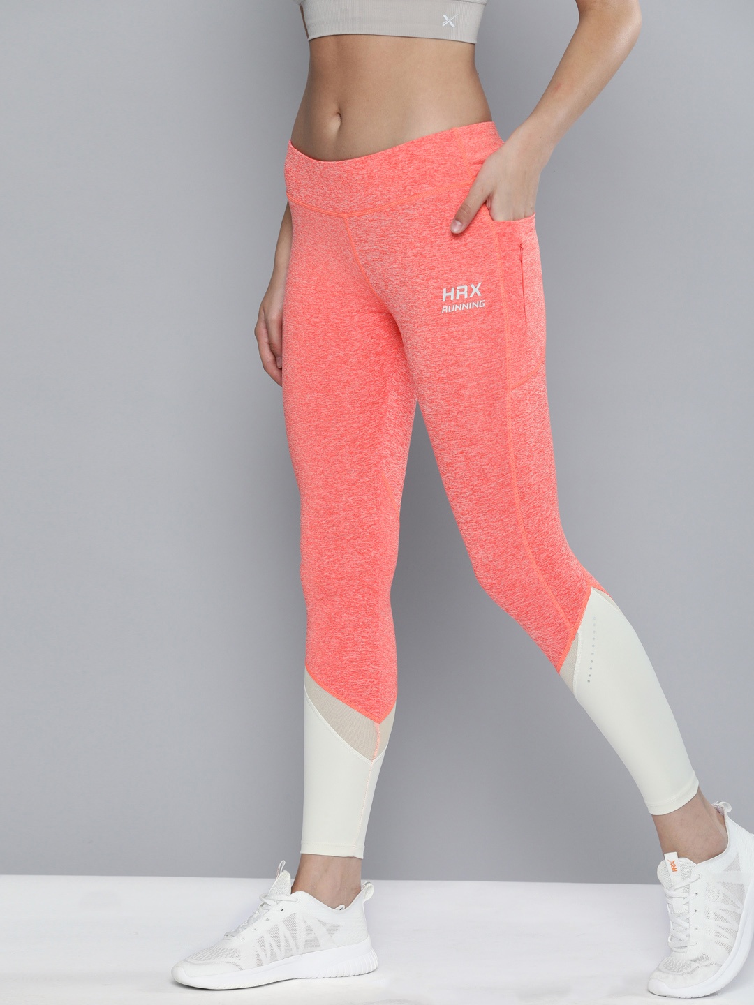 HRX By Hrithik Roshan Women Rose Dawn Mel, Bright White Colourblock Skinny Fit Melange Rapid-Dry Antimicrobial Running Tights, Peach
HRX By Hrithik Roshan Women Rose Dawn Mel, Bright White Colourblock Skinny Fit Melange Rapid-Dry Antimicrobial Running Tights, Peach
