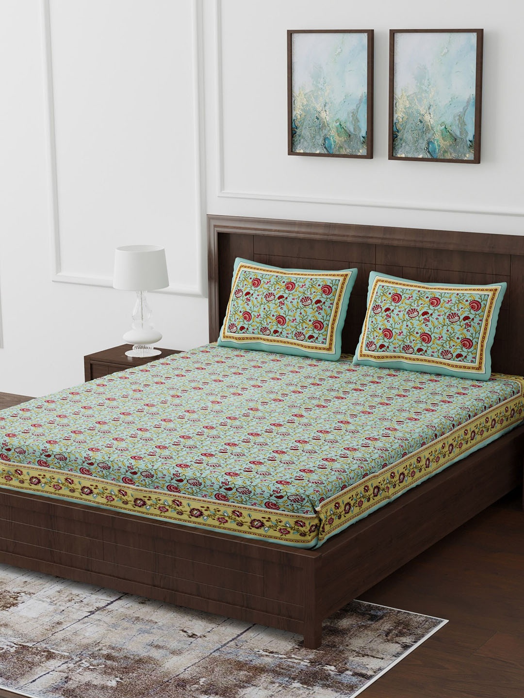 Gulaab Jaipur Sea Green & Maroon Floral 350 TC Cotton 1 King Bedsheet with 2 Pillow Covers
Gulaab Jaipur Sea Green & Maroon Floral 350 TC Cotton 1 King Bedsheet with 2 Pillow Covers