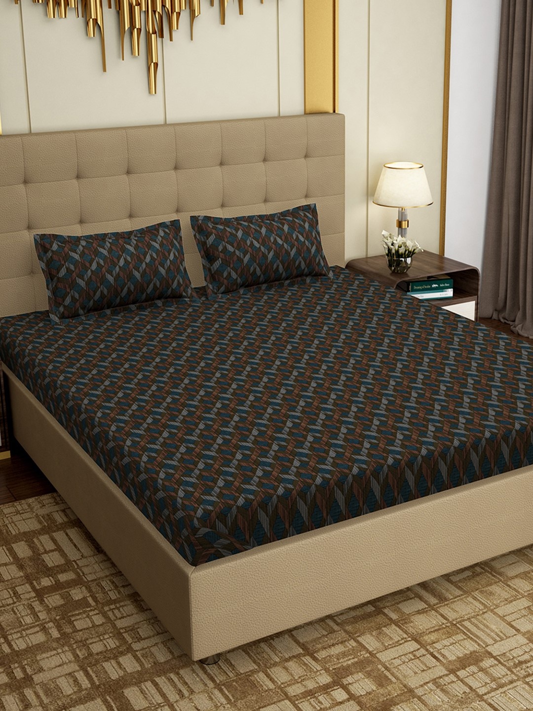 PAVO Olive Green & Blue Abstract 300 TC Cotton 1 King Bedsheet with 2 Pillow Covers
PAVO Olive Green & Blue Abstract 300 TC Cotton 1 King Bedsheet with 2 Pillow Covers