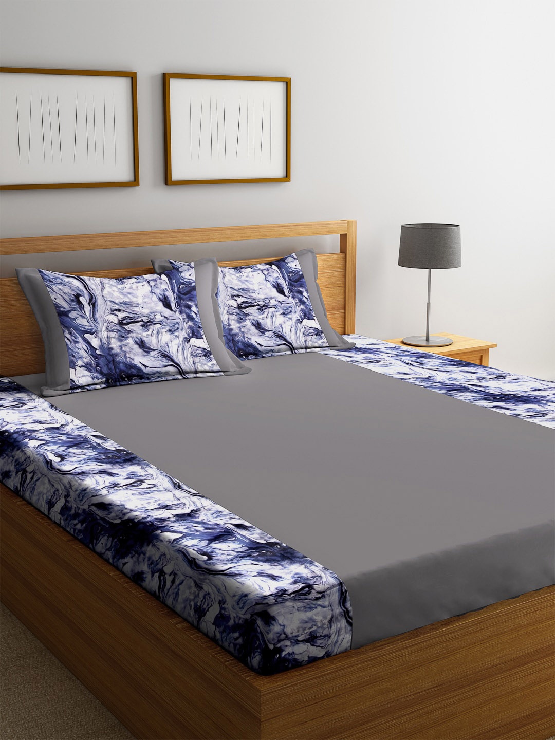 DECOREALM Grey & Blue Abstract 300 TC Poly Satin 1 King Bedsheet with 2 Pillow Covers
DECOREALM Grey & Blue Abstract 300 TC Poly Satin 1 King Bedsheet with 2 Pillow Covers