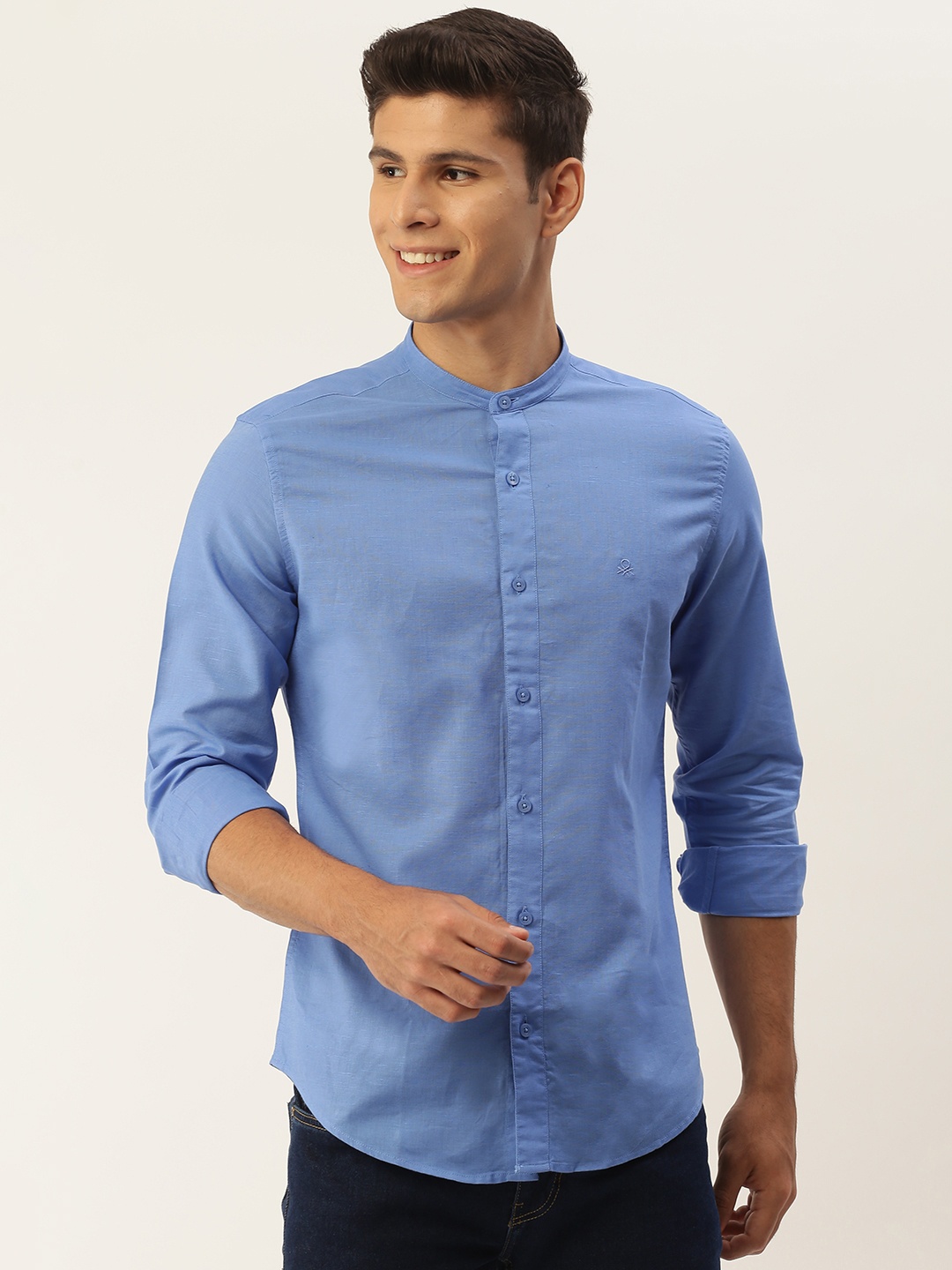 United Colors of Benetton Men Blue Slim Fit Casual Shirt
