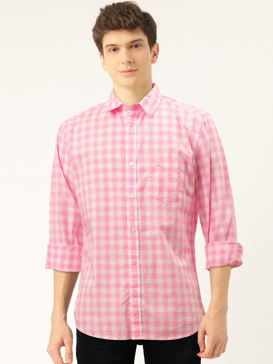 United Colors of Benetton Men Pink & White Pure Cotton Slim Fit Checked Casual Shirt
United Colors of Benetton Men Pink & White Pure Cotton Slim Fit Checked Casual Shirt