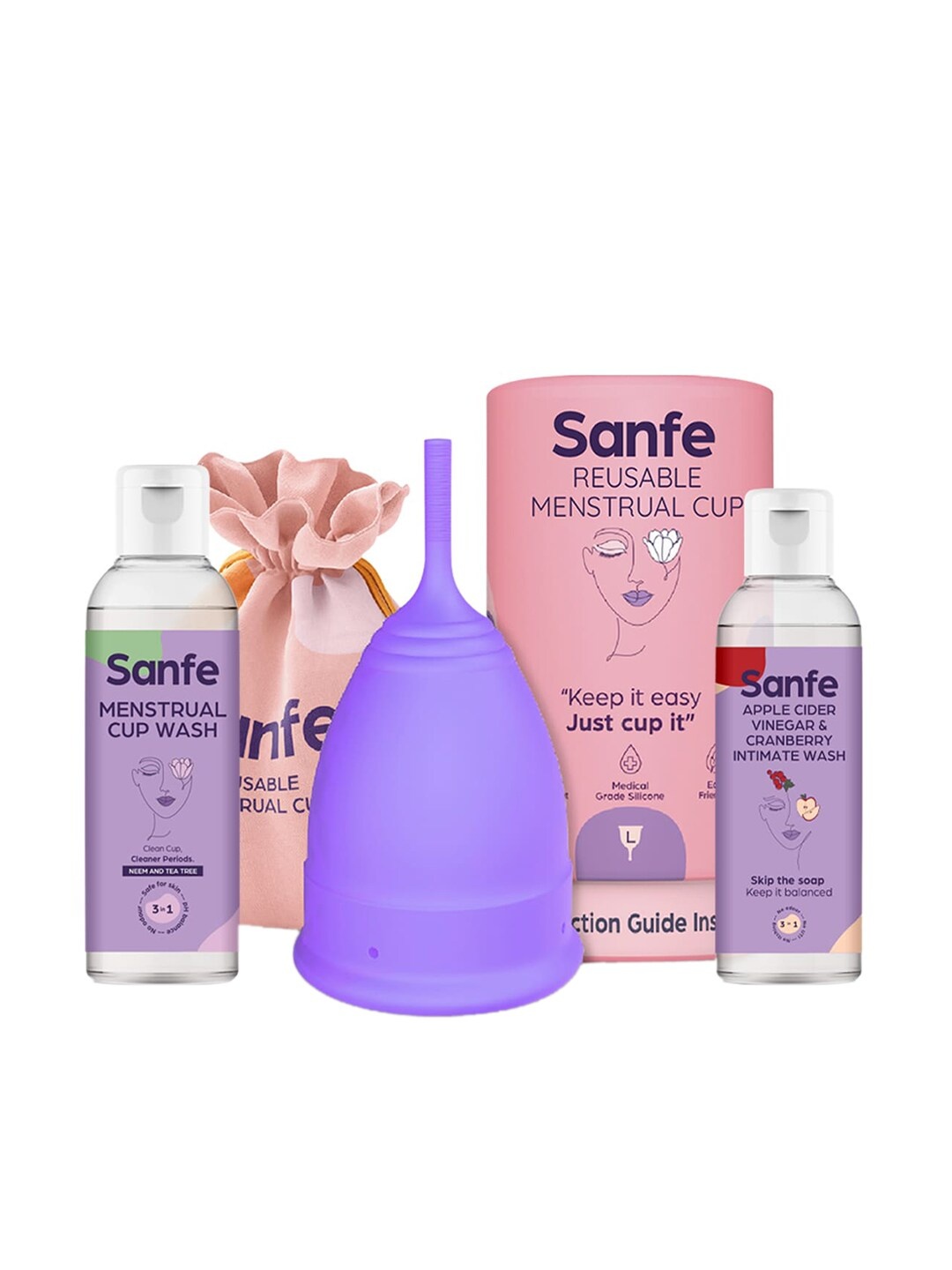 Sanfe Reusable Large Menstrual With Pouch & Apple Cider Intimate Wash & Cup Wash 15 ml, Purple
Sanfe Reusable Large Menstrual With Pouch & Apple Cider Intimate Wash & Cup Wash 15 ml, Purple