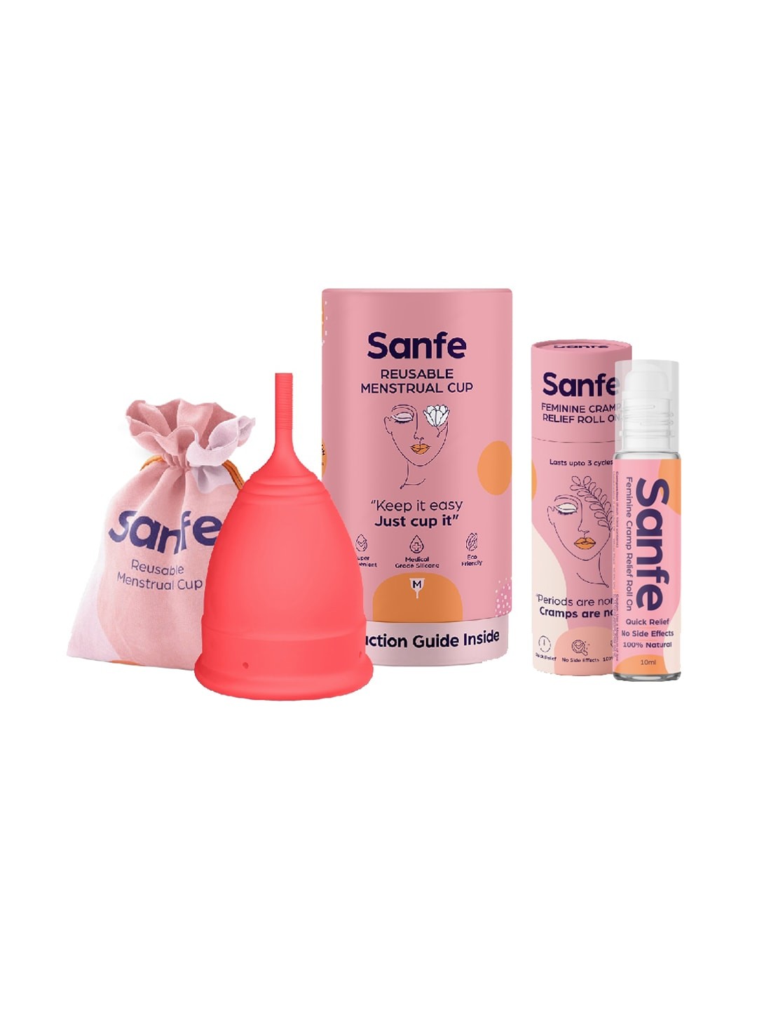 Sanfe Miracle Period Set -Medium Menstrual Cup & Feminine Cramp Relief Roll On 10 ml, Pink
Sanfe Miracle Period Set -Medium Menstrual Cup & Feminine Cramp Relief Roll On 10 ml, Pink