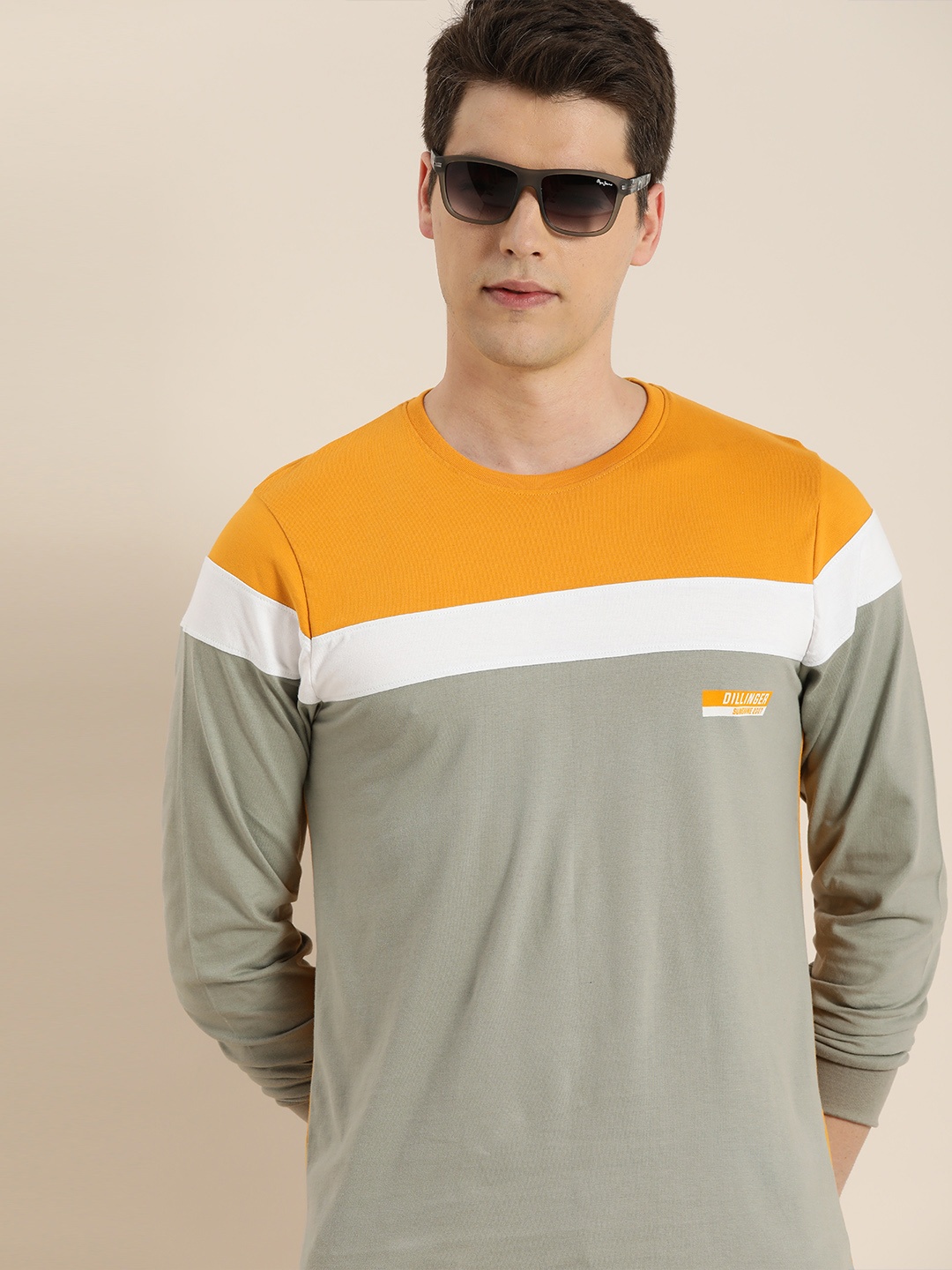 DILLINGER Men Mustard Yellow Grey Melange Colourblocked Round Neck Pure Cotton T-shirt
DILLINGER Men Mustard Yellow Grey Melange Colourblocked Round Neck Pure Cotton T-shirt