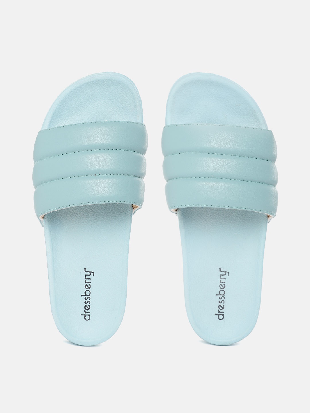 DressBerry Women Blue Quilted Sliders